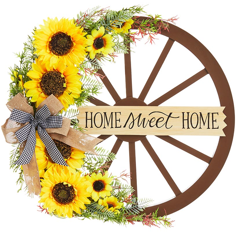 Wreath Wagon Wheel White Wildflower Or Brown Sunflower