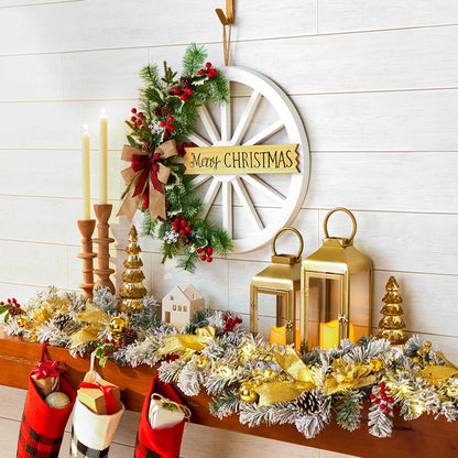 Wagon Wheel Wreath With Greeting