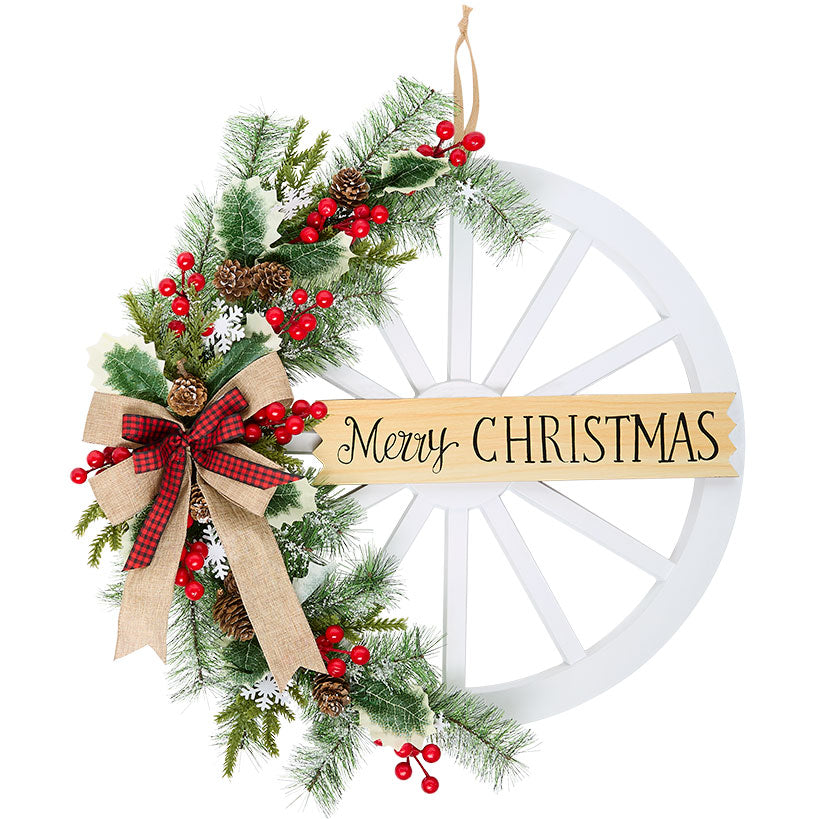 Wagon Wheel Wreath With Greeting