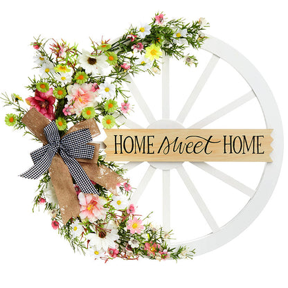 Wreath Wagon Wheel White Wildflower Or Brown Sunflower