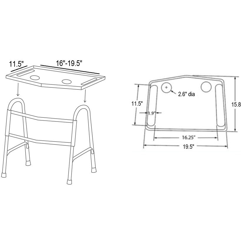 Walker Tray with Grip Mat