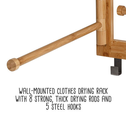 Wall Mount Swivel-Arm Drying Rack Bamboo