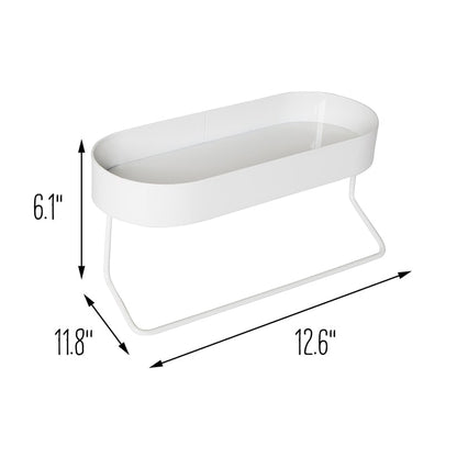 Wall Mounted Bathroom Shelf with Towel Bar and Oval Top Tray