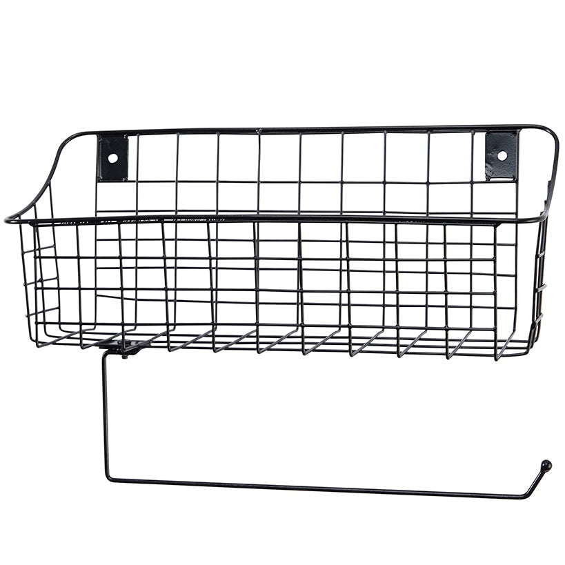 Wall Basket with Paper Towel Holder