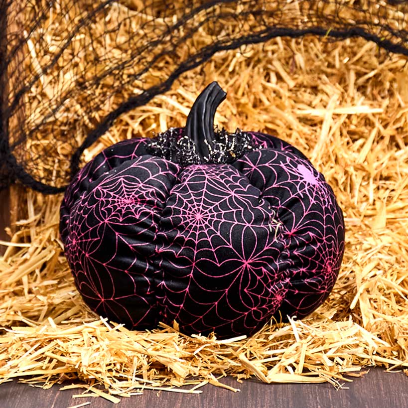 Halloween Plush Webbed Pumpkin Decor - Orange, Black, or Purple#select-item_black