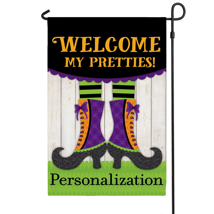 Personalized Halloween Witch Welcome my Pretties Garden Flag