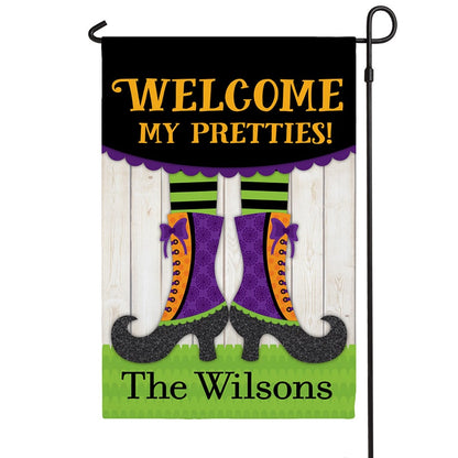 Personalized Halloween Witch Welcome my Pretties Garden Flag