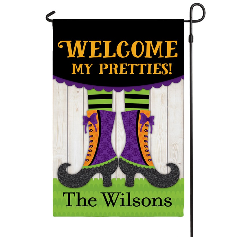 Personalized Halloween Witch Welcome my Pretties Garden Flag