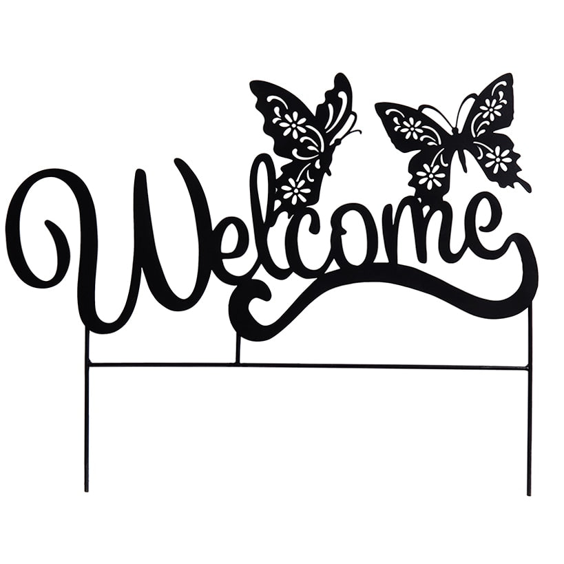 Butterfly Welcome Silhouette Garden Stake