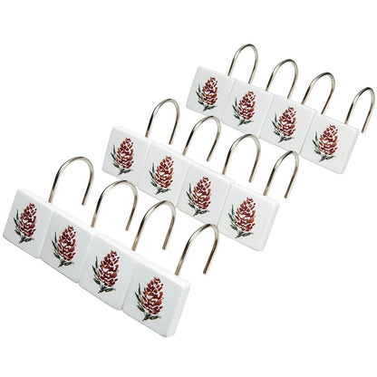 Pinecone Themed Shower Hooks Set of 12