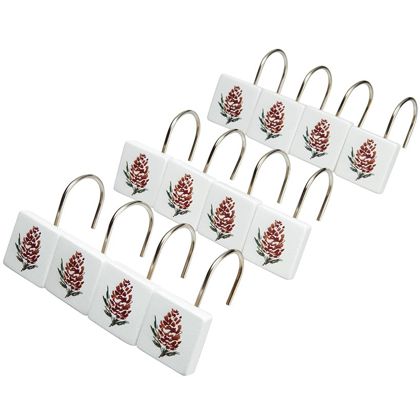 Pinecone Themed Shower Hooks Set of 12