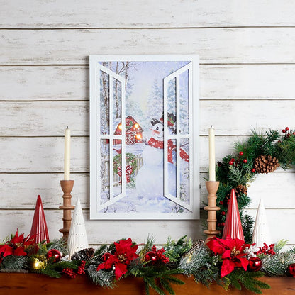 Lighted Holiday Window Wall Art