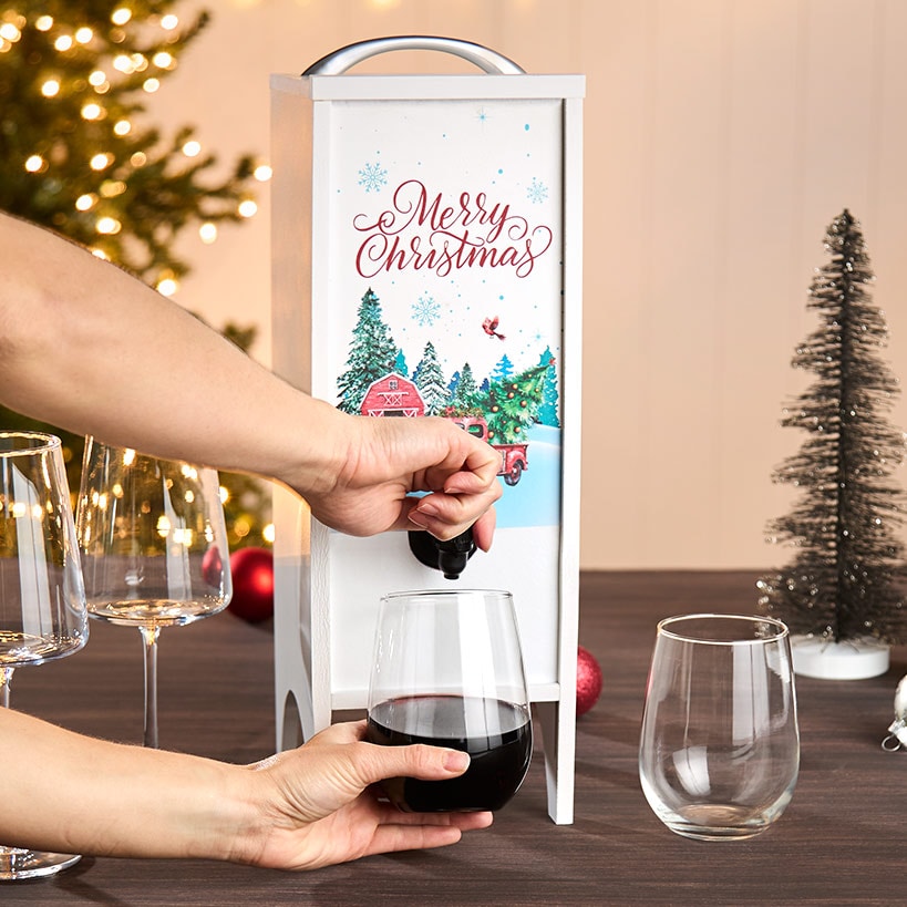 Boxed Wine Decorative Wooden Cover for Christmas - Holds 3L#select-color_white