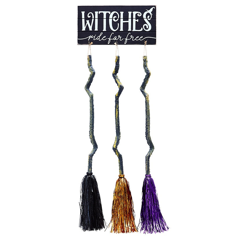 Witches Ride for Free Sign with Brooms