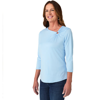 Women's Asymmetrical 3/4 Sleeve Top with O-Ring