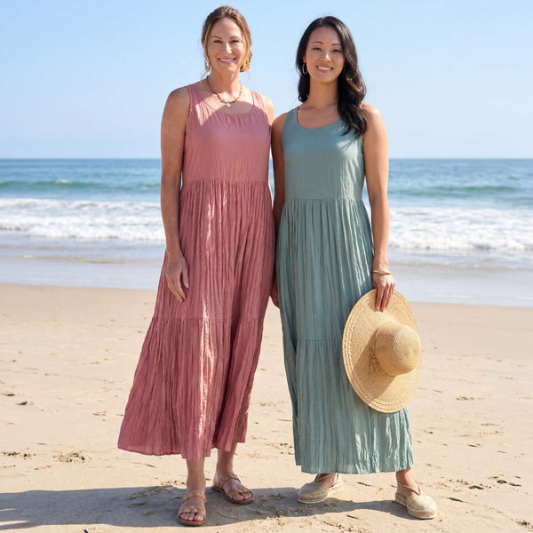 dresses for women a line LTD Commodities Women's Tiered A-Line Maxi Dress Color:Weathered Oak Veneer Made to measure 15.35 Sleeve Holiday Sparkle Dress