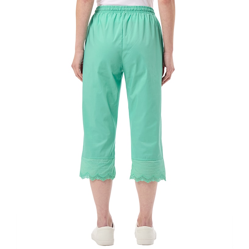 Women's Capri Pants with Scalloped Hemline and Waist Drawstring#select-color_turquoise