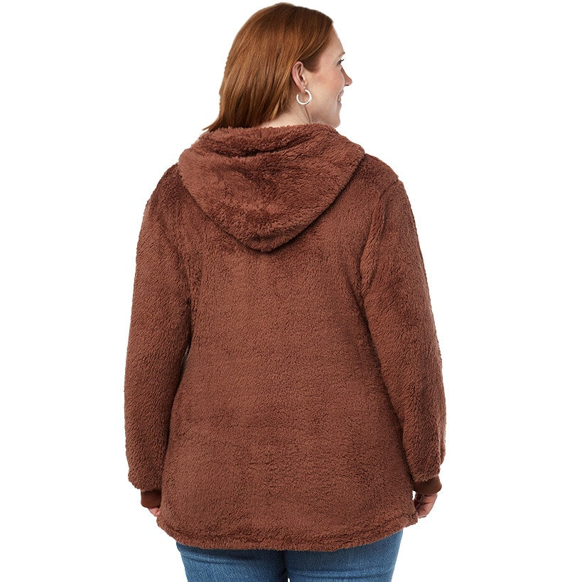 Women's Brown Zip-Up Fleece Hoodie#select-size_xl
