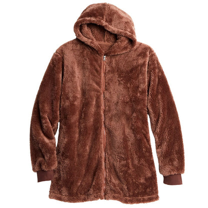 Women's Brown Zip-Up Fleece Hoodie