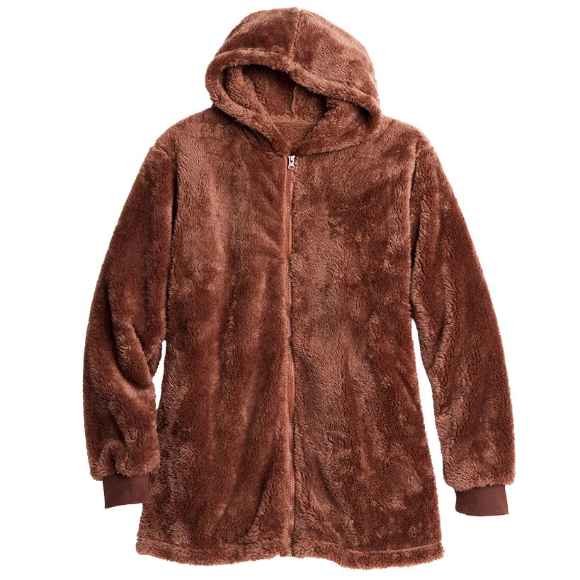 Women's Brown Zip-Up Fleece Hoodie#select-size_xl