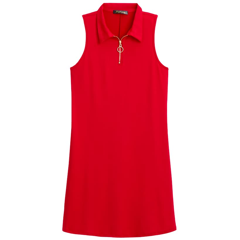 Women's Sleeveless Dress with O-Ring Zip#select-color_red