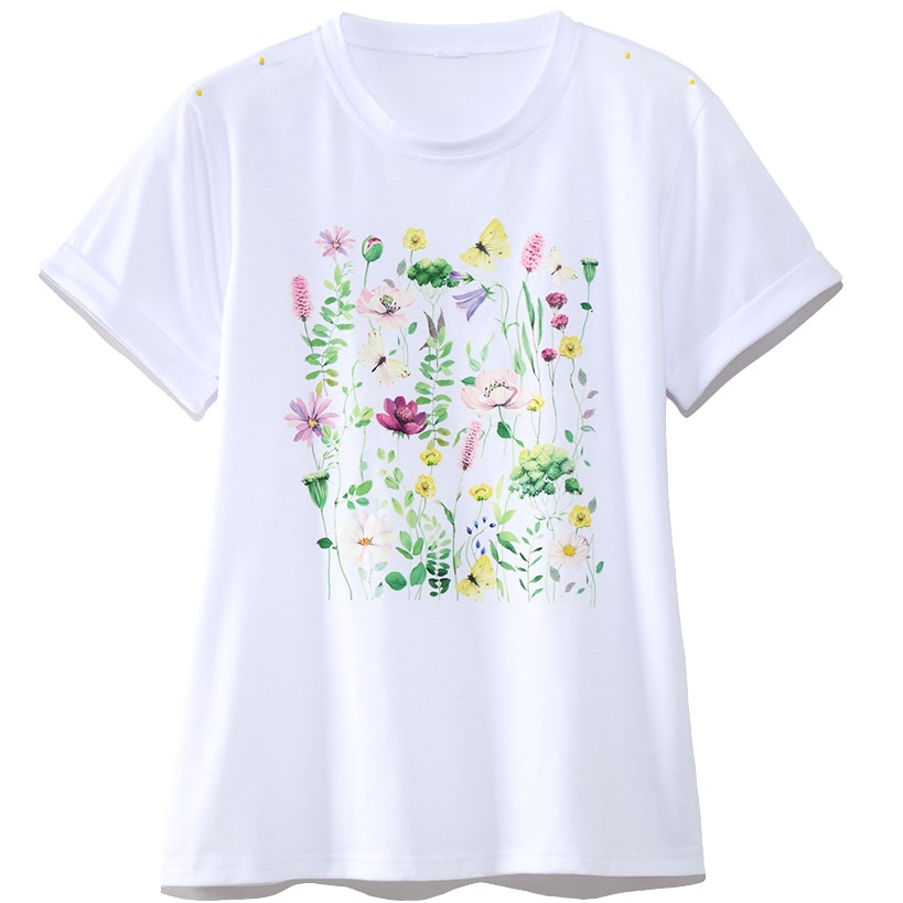 Women's Colorful Floral Short Sleeve Graphic T-Shirt