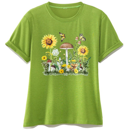 Women's Colorful Floral Short Sleeve Graphic T-Shirt