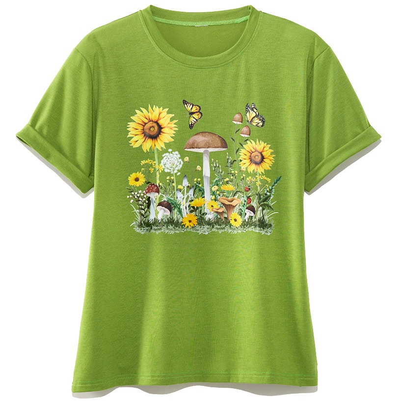 Women's Colorful Floral Short Sleeve Graphic T-Shirt