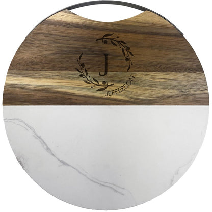 Personalized Wood and Marble Serving Board