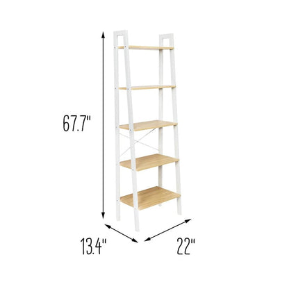 Wood and Metal A-Frame Ladder Shelf 5 Tier