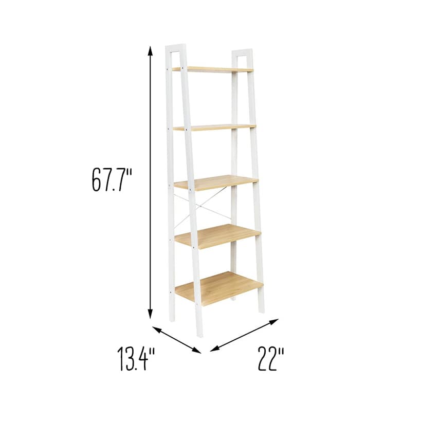 Wood and Metal A-Frame Ladder Shelf 5 Tier