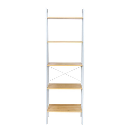 Wood and Metal A-Frame Ladder Shelf 5 Tier