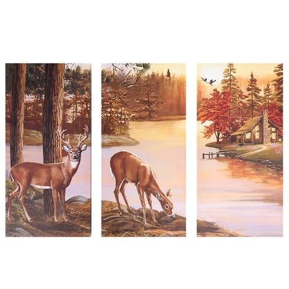 Woodland Animal Canvas Wall Art Trio - Bear or Deer