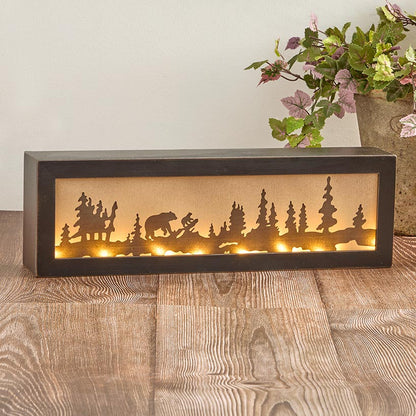 Lighted Decor Tabletop Or Wall Woodland Scene Moose Bear