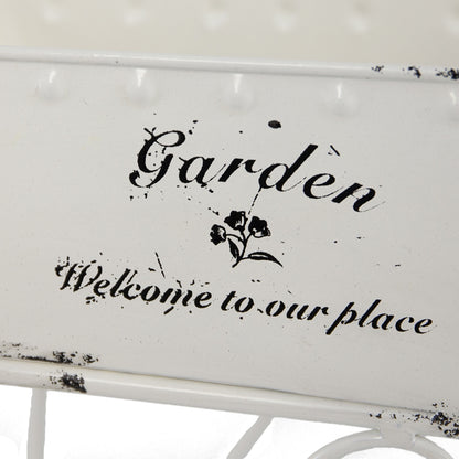 11.5x4x7" White Metal Decorative Disressed Wheelbarrow Planter, Tabletop Decor - image 7