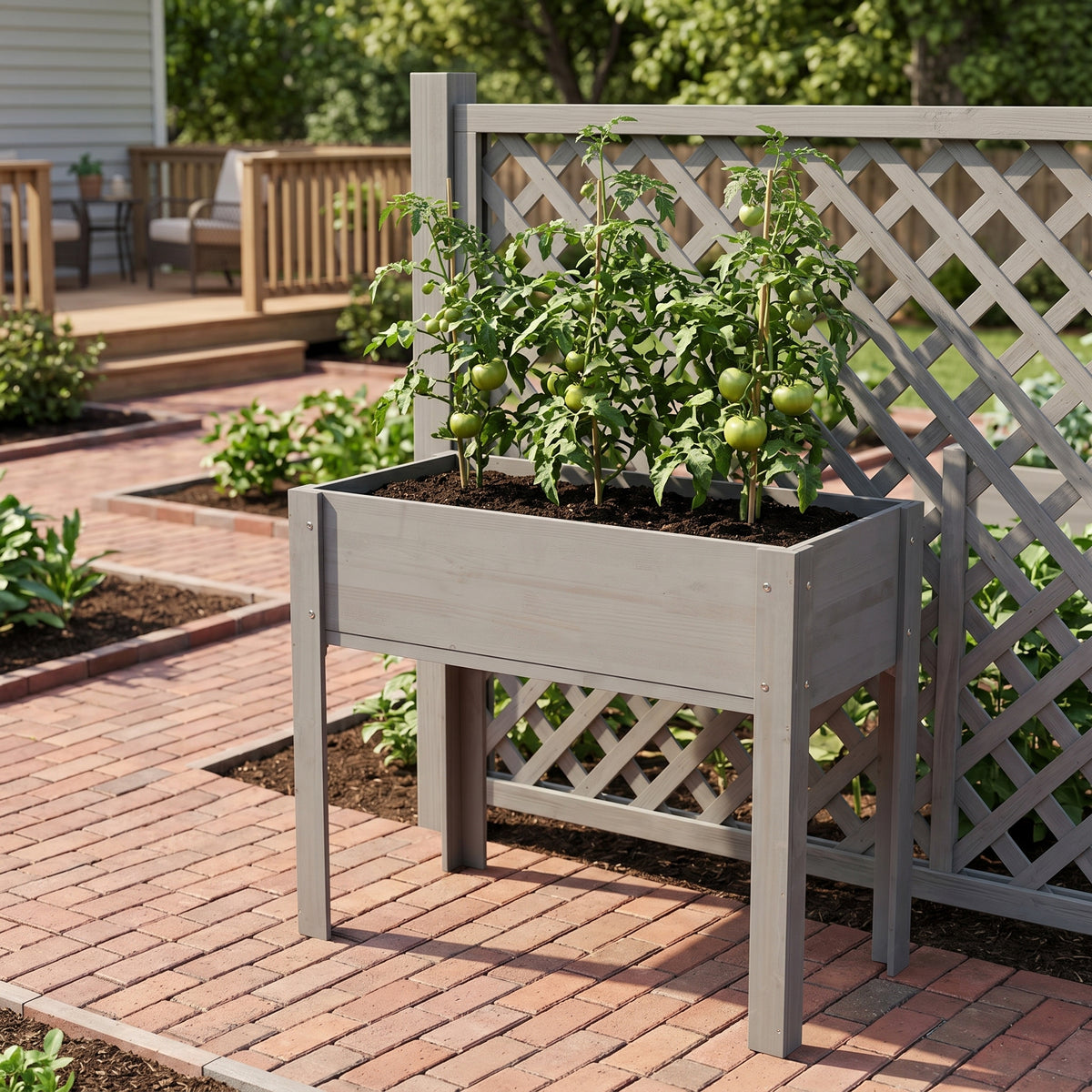 31x31x16 inch Raised Garden Bed with Legs, Elevated Wooden Planter Box for Outdoor Plants Flowers Fruits Vegetable Herb Growing - image 11