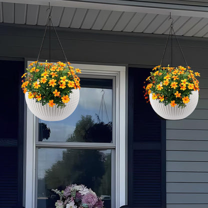 13.4 inch Self-Watering Hanging Rattan-Inspired Planter Large Capacity, Root-Rot Resistant Water Storage with Water Level Indicator, Dual-Use for Indoor & Balcony Decoration (Pack of 2, White) - image 14