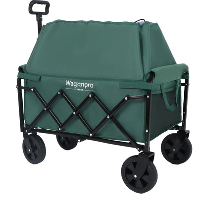 Expandable Dual-Layer Utility Wagon with 100% Extra Space - Grocery Cart for Camping, Shopping, Sports, Gardening, Fishing, Supports 225lbs, Green - image 10