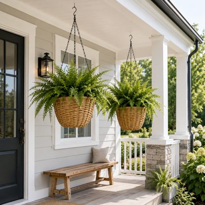 SOLHOME 10.6" Resin Wicker Set of 2 Hanging Planters with Steel Frame – Indoor Outdoor Plant Holders with Steel Hangers and PE Liner - image 11