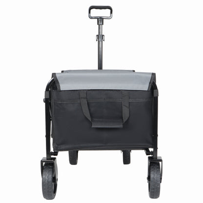 Collapsible Wagon with Wheels - 3 in 1 Lightweight Utility Camping Wagons Carts Foldable with 220lbs Weight Capacity, Cup Holders, for Pet Riding, Groceries, Camping, Shopping (Black) - image 9