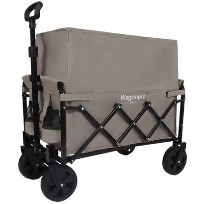Expandable Dual-Layer Utility Wagon with 100% Extra Space - Grocery Cart for Camping, Shopping, Sports, Gardening, Fishing, Supports 225lbs, Beige - image 10