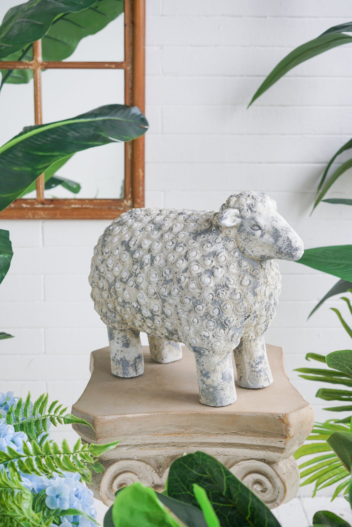 18x9.5x14" Magnesium Sheep Figurine with Weathered White and Gray Finish - image 6