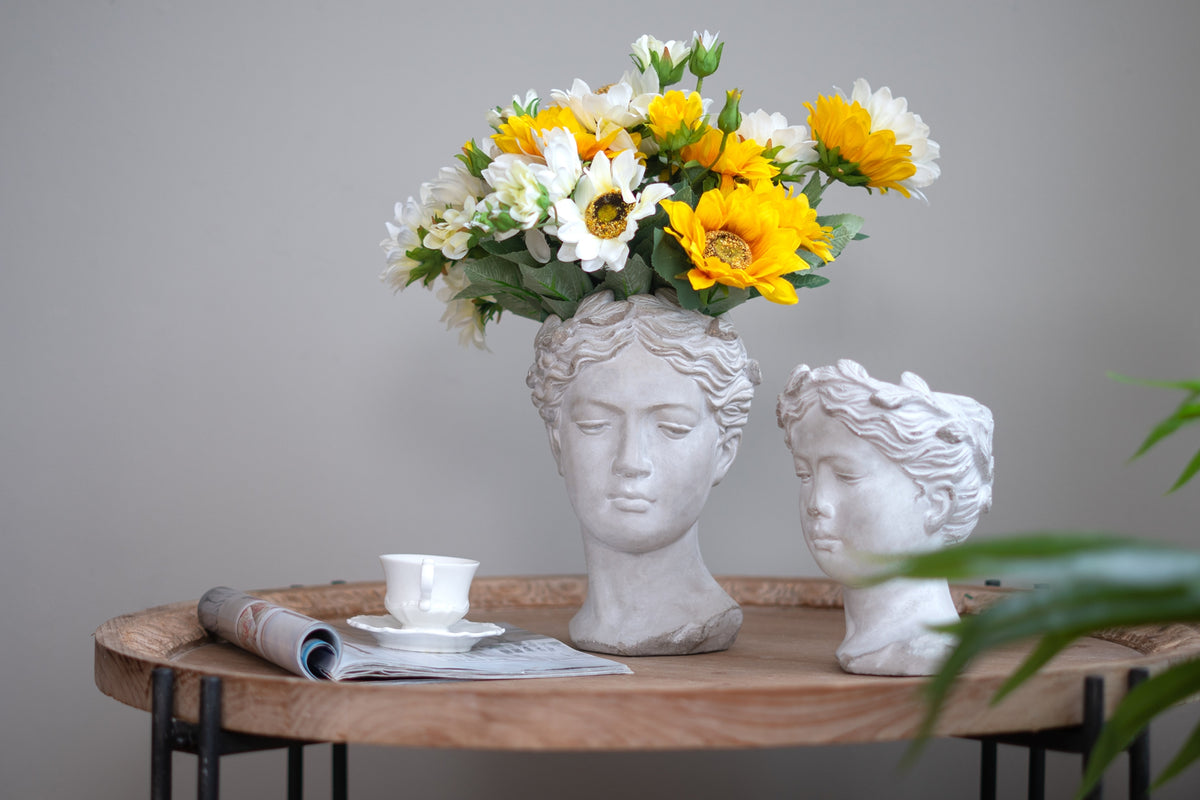 6.7x5.5x8.7" Visage Cement Wall Planter Wall Vase, Small - image 9