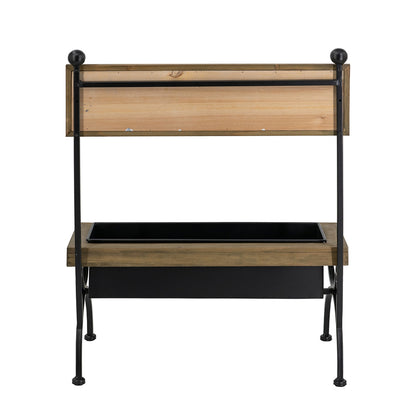 18.9x11x24" Rustic Brown Wooden Planter Stand with Black Iron Frame - image 5