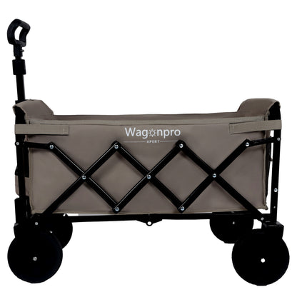 Expandable Dual-Layer Utility Wagon with 100% Extra Space - Grocery Cart for Camping, Shopping, Sports, Gardening, Fishing, Supports 225lbs, Beige - image 6