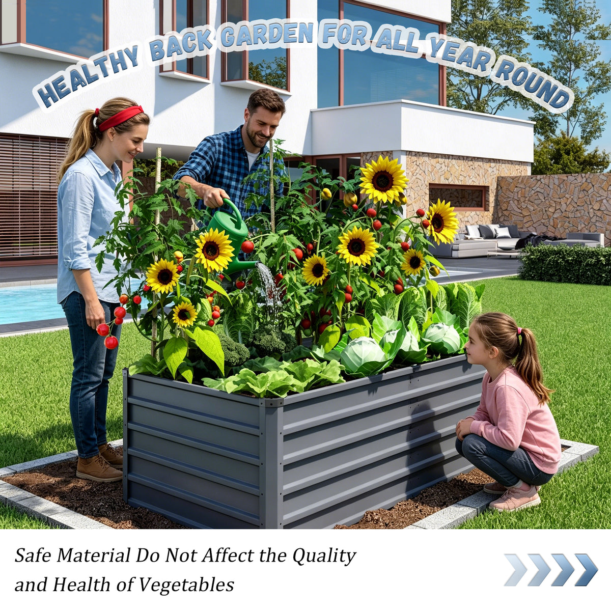 6x3x2ft Large Raised Garden Bed, Gray Rectangular Galvanized Metal Outdoor Planter with 269 Gallon Capacity and Deep Root Design, Ideal for Growing Vegetables, Flowers and Herbs - image 6