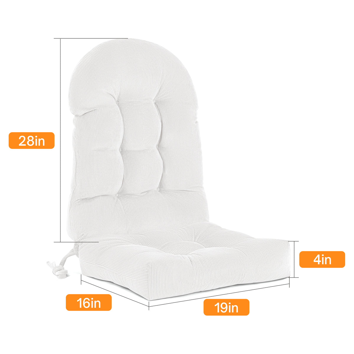 UV Resistant Indoor/Outdoor Chair Cushion - Waterproof Rocking & Adirondack Seat Pad with Elastic Back + 2 Anti-Slip Ties, Fade-Proof Design - image 7
