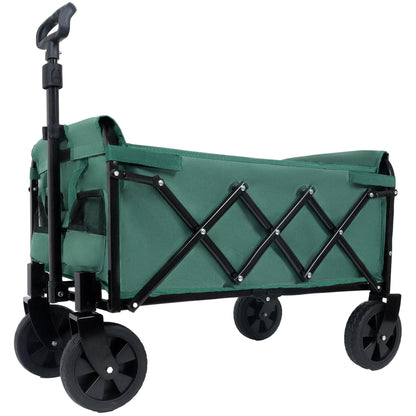 Expandable Dual-Layer Utility Wagon with 100% Extra Space - Grocery Cart for Camping, Shopping, Sports, Gardening, Fishing, Supports 225lbs, Green - image 2