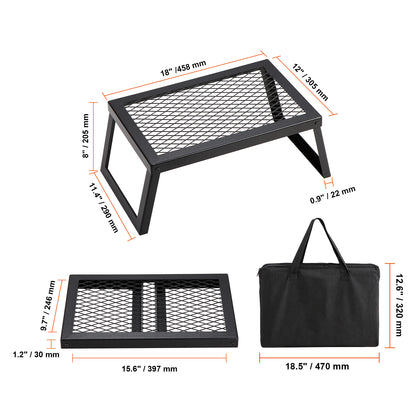 Folding Campfire Grill, Heavy Duty Steel Mesh Grate, 18" Portable Camping Grates Over Fire Pit, Camp Fire Cooking Equipment with Legs Carrying Bag, Grilling Rack for Outdoor Open Flame Cooking - image 3