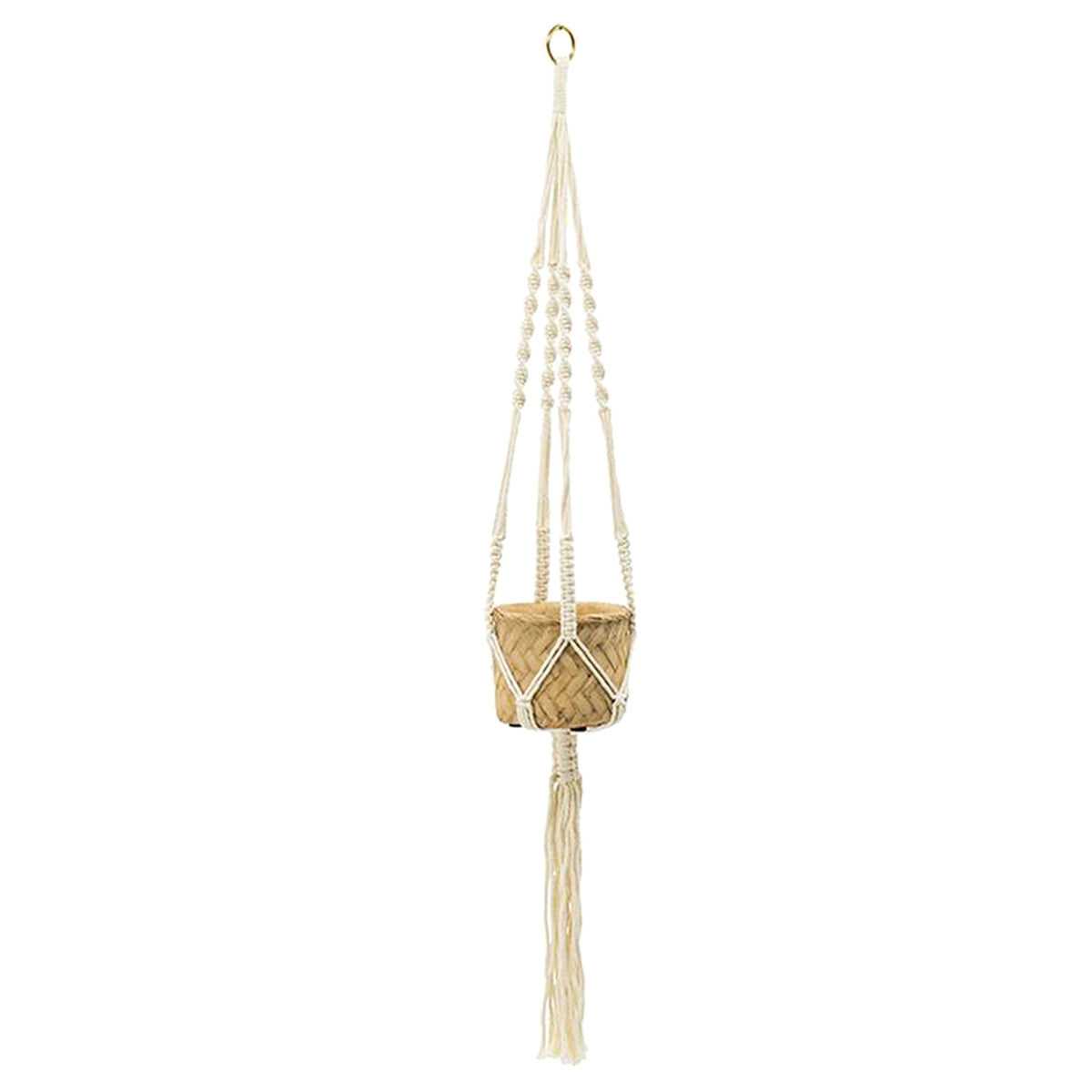 Set of 2, 5x5x4.5" Hanging Planter With Cotton Hanger, Bohemian Style - image 3